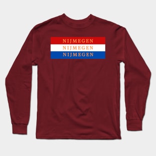 Town of Nijmegen in Netherlands Flag Colors Stripes Long Sleeve T-Shirt